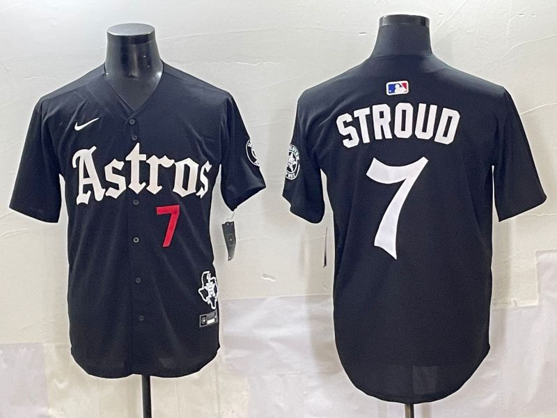 Men 2025 Houston Astros 7 Stroud Black Five generations Joint Name Nike MLB Jersey style 6